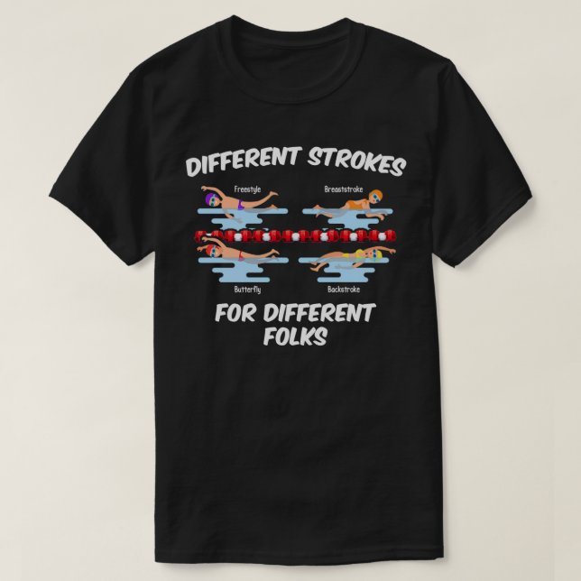 Camiseta Traços diferentes para pessoas diferentes Natações (Frente do Design)
