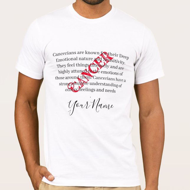 Camiseta Traços do cancer e Sinal de Zodiac (Criador carregado)
