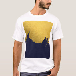 Camiseta Traços Dourados falsos com fundo azul Marinho