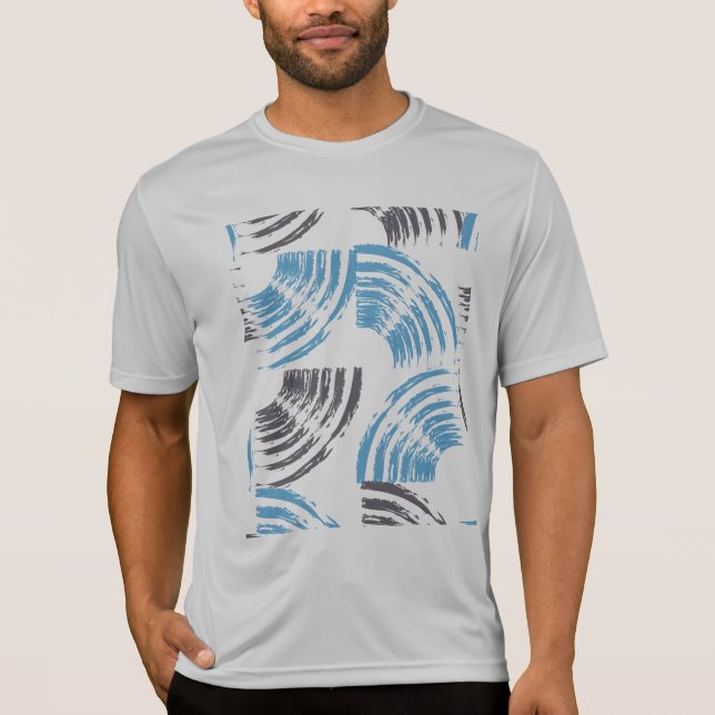 Camiseta Traços modernos, legal, de abstrato azul moderno (Frente)