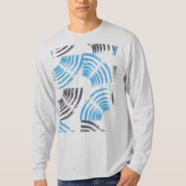 Camiseta Traços modernos, legal, de abstrato azul moderno (Frente)