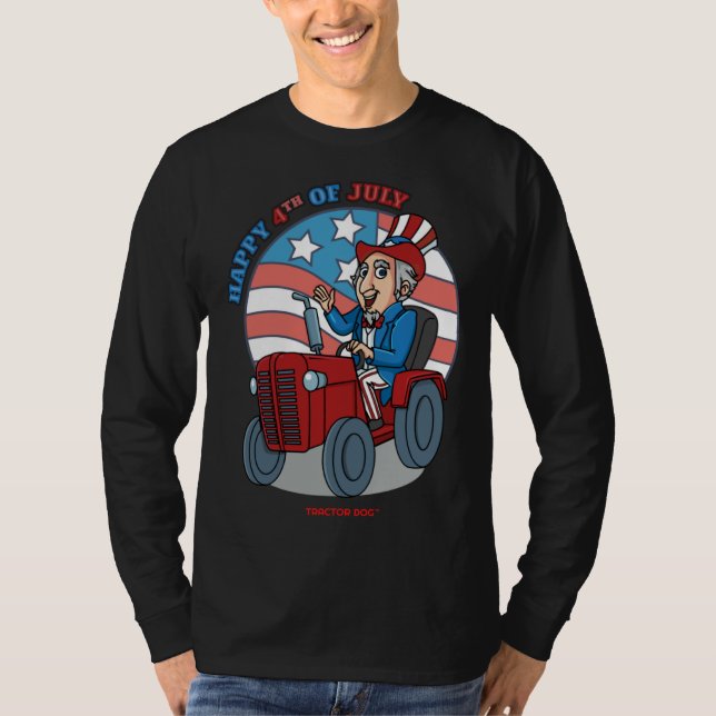 Camiseta Tractor Critters Uncle Sam Driving a Tractor (Frente)
