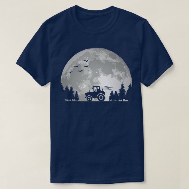 Camiseta Tractor Driver  Farming Agriculture  Moon  Funny F (Frente do Design)