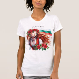 Camiseta Tradição de Sinalizador búlgaro Rosas vermelhas de