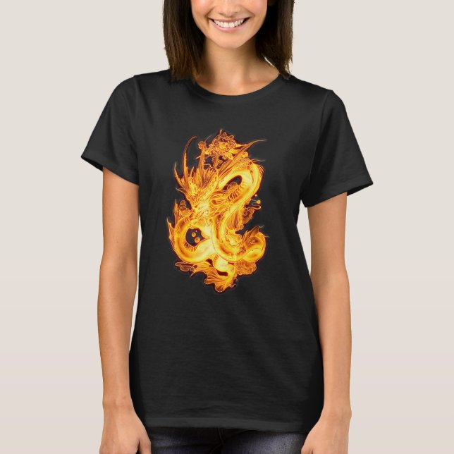 Camiseta Tradicional Chinês Dragão - Símbolo de Potência e  (Frente)