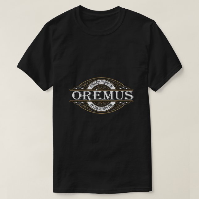 Camiseta Tradicional Massa Latina Oremus Dominus Vobiscum C (Frente do Design)
