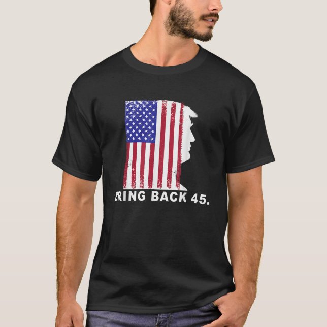Camiseta Traga 45 Eu Sinto Falta De Trump Salvar Nosso Shir (Frente)