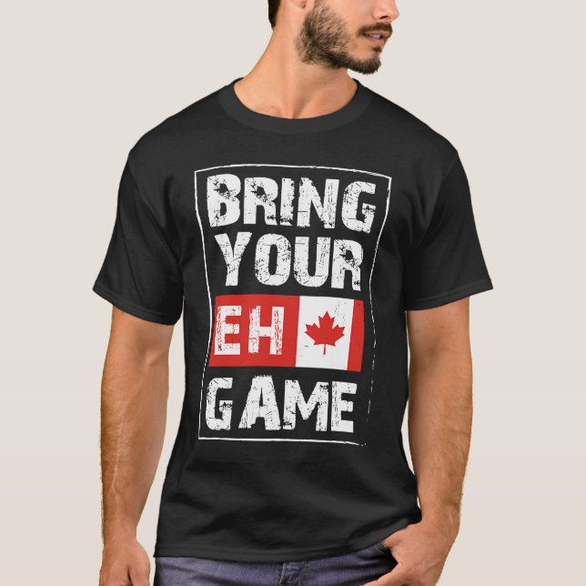 Camiseta Traga seu jogo EH Canadá Mapeamento Leaf Canadense (Frente)
