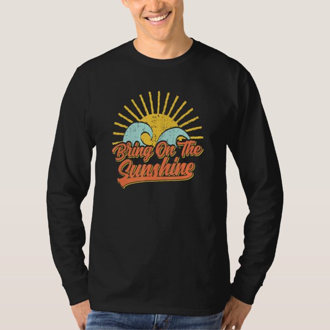Camiseta Tragam A Luz Do Sol Retro Sun Summer Beach Waves (Frente)