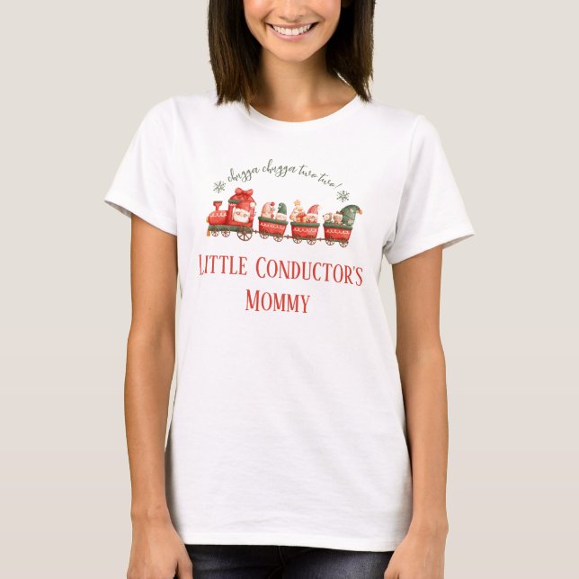 Camiseta Train 2nd Birthday Party Little Conductors Mommy  (Frente)