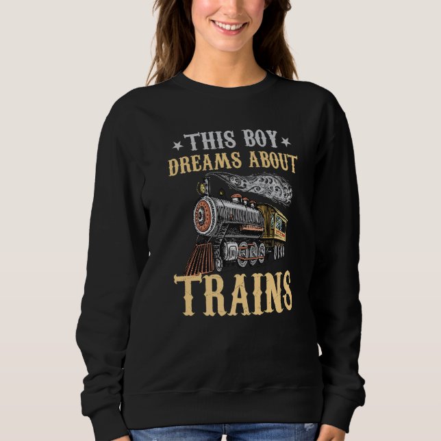 Camiseta Train Saying Slogan - This Boy Dreams About Trains (Frente)