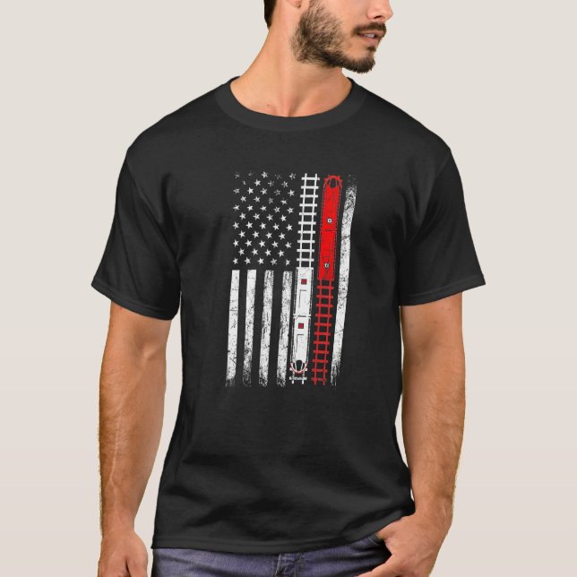 Camiseta Trains on rails american flag locomotive model rai (Frente)