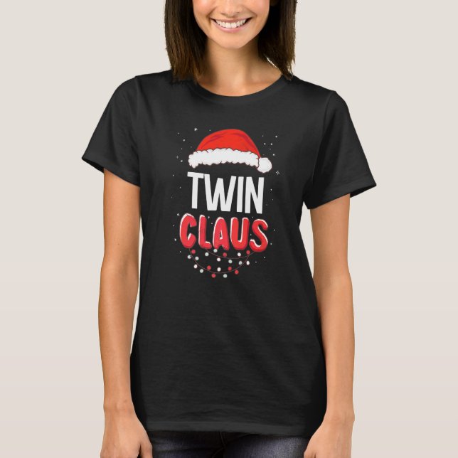 Camiseta Traje Combinado Gêmeo Papai Noel Natal Prêmio (Frente)
