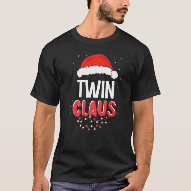 Camiseta Traje Combinado Gêmeo Papai Noel Natal Prêmio (Frente)