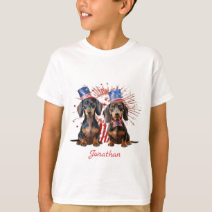 Camiseta Traje de cachorro patriótico do Dia 4 de Julho par