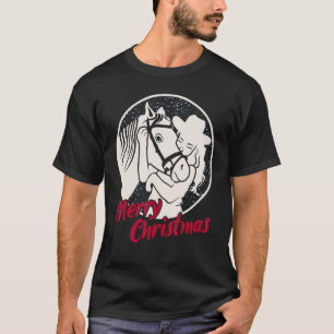 Camiseta Traje de Cavalo de Natal para Mulheres e Meninas C