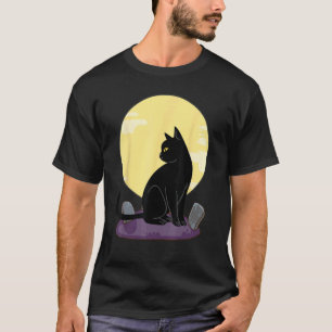 Camiseta Traje de Gato Persa Preto Vintage Assustador de Ha