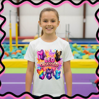 Camiseta Traje de ginástica de meninas coloridas e obcecada