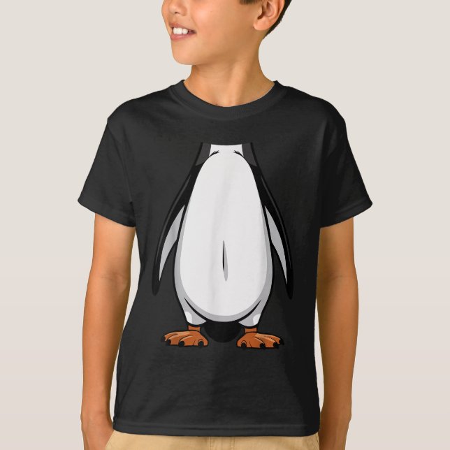 Camiseta Traje de Halloween de pinguim Engraçado Simples Fi (Frente)