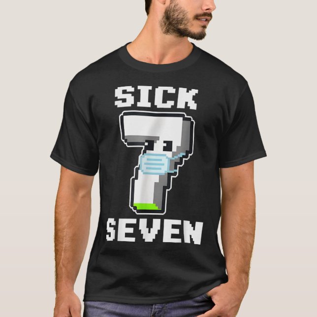 Camiseta Traje de Halloween do Meme de Pixel Sete Doente Di (Frente)