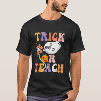 Camiseta Traje de Halloween para Professores Retro Groovy T
