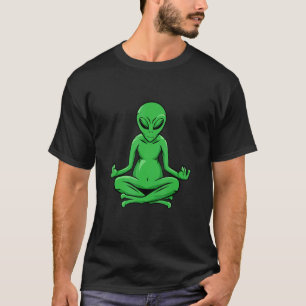 Camiseta Traje de Ioga para Meditação Alienígena Verde OVNI