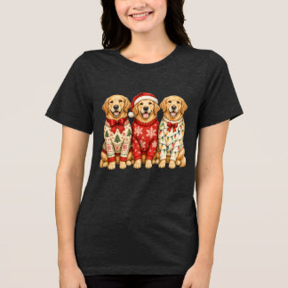 Camiseta Traje de luzes de Natal para Golden Retriever
