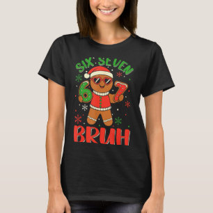 Camiseta Traje de Natal de Pão de Mel Engraçado Seis Sete C