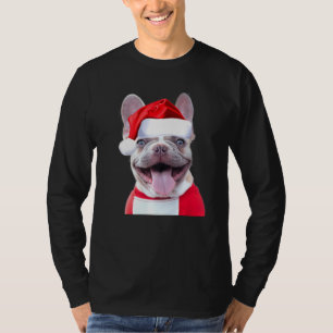 Camiseta Traje de Papai Noel para Bulldog Francês Cachorro