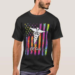 Camiseta Traje de Técnico de ER com Estampa de Bandeira Ame