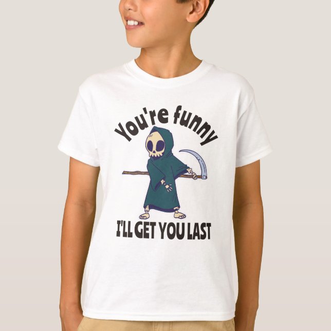 Camiseta Traje engraçado de Halloween do Ceifador Esqueleto (Frente)