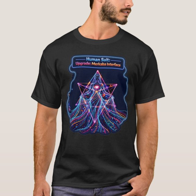 Camiseta Traje Feminino Humano: Upgrade – Interface Merkaba (Frente)