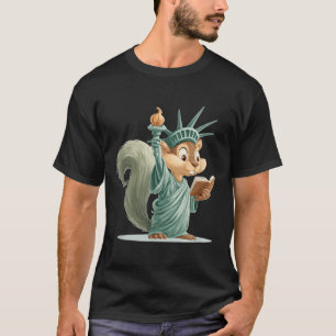 Camiseta Traje Patriótico De Esquilo Cute Para Liberdade De