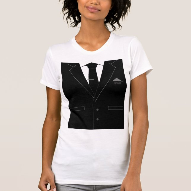 Camiseta Traje Preto Com Torneio De Pescoço Preto (Frente)