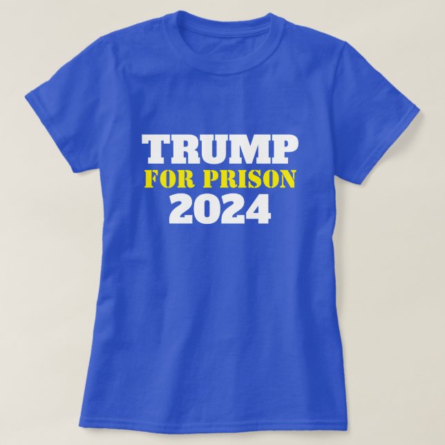 Camiseta "Tranque-O! Trump Para A Prisão" (Frente do Design)