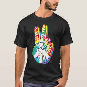 Camiseta Tranquilidade Tie Dye Finger Freedom Hippie Flower
