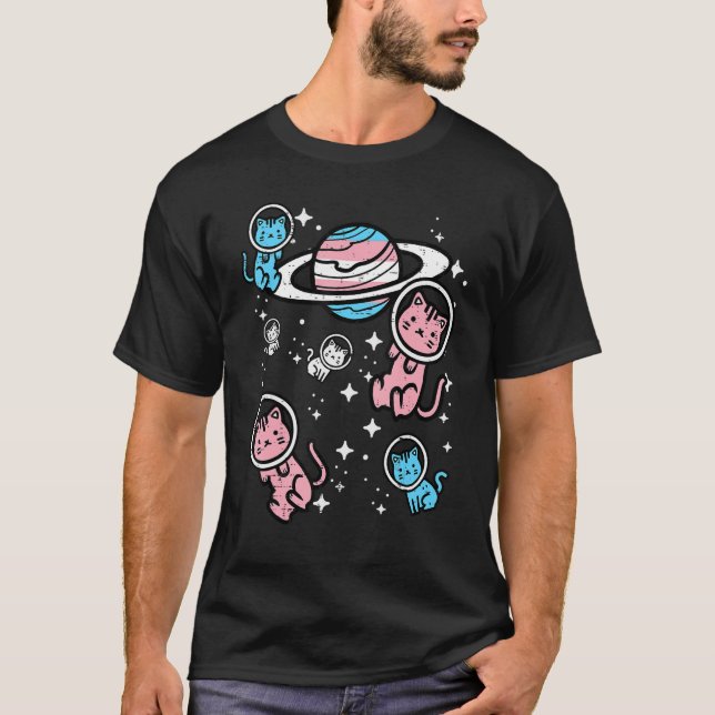 Camiseta Trans Cats In Space Transgender Transsexual Pride  (Frente)