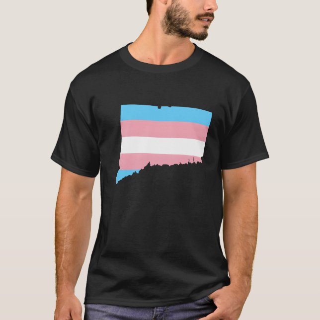 Camiseta Trans Flag Connecticut LGBT Pride Support retro (Frente)