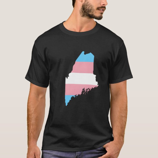 Camiseta Trans Flag Maine LGBT Pride Support funny (Frente)
