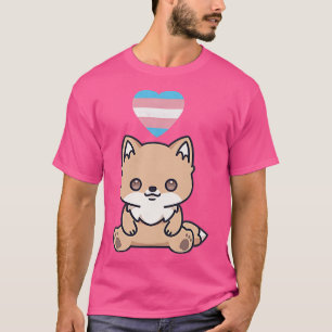 Camiseta Trans Fox LGBTQ Transgender Pride Flag Kawaii Head