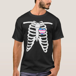 Camiseta Trans Halloween Engraçado Orgulho Esqueleto Lgbtq