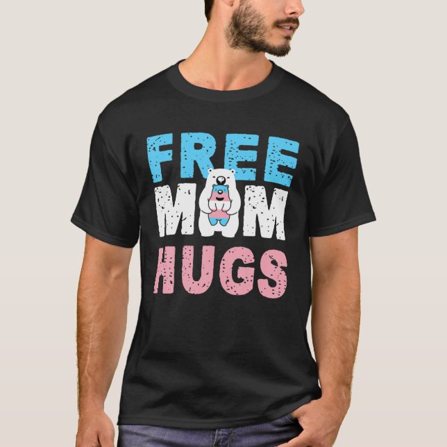 Camiseta Trans Mama Livre Mãe Abraça O Transgênero Arco-Íri (Frente)