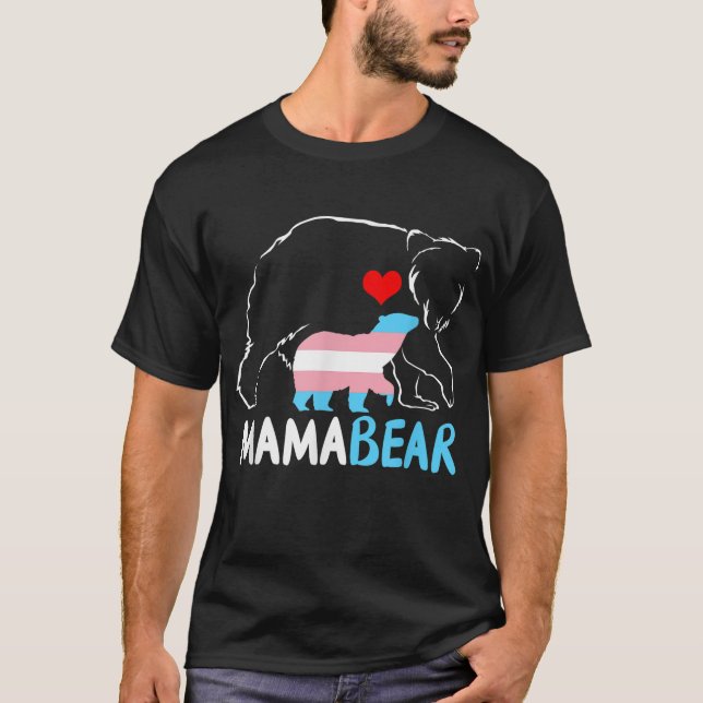 Camiseta Trans Mama Ursa Orgulhosa Mãe Arco-Íris Transgira  (Frente)