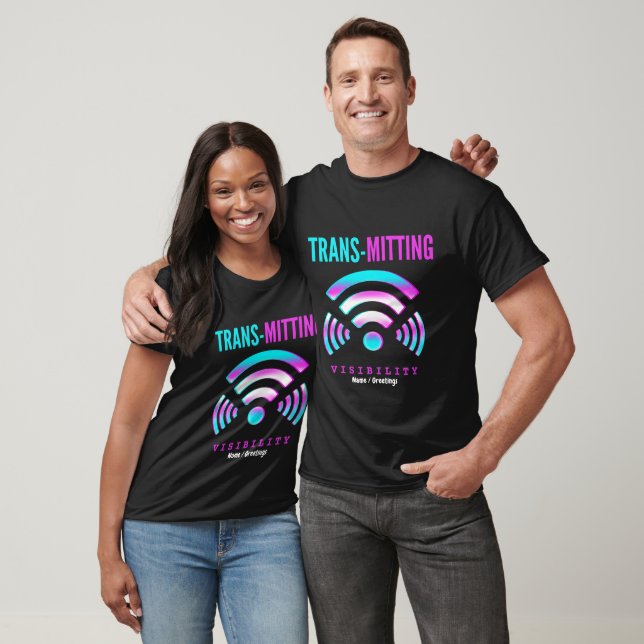 Camiseta Trans-mitting Visibility Modern Glitch Transgender (Unissex)