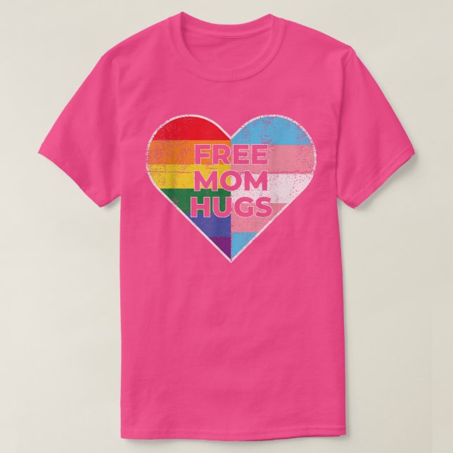 Camiseta Trans Rights Free Mãe Abraça Ativismo Transgênero  (Frente do Design)