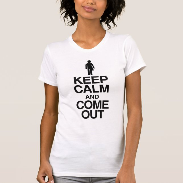 Camiseta Trans Saindo "Mantenha a Calma e Saia" (Frente)