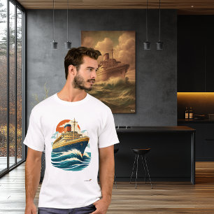 Camiseta Transatlântico Vintage Viagens Retro de Meados d