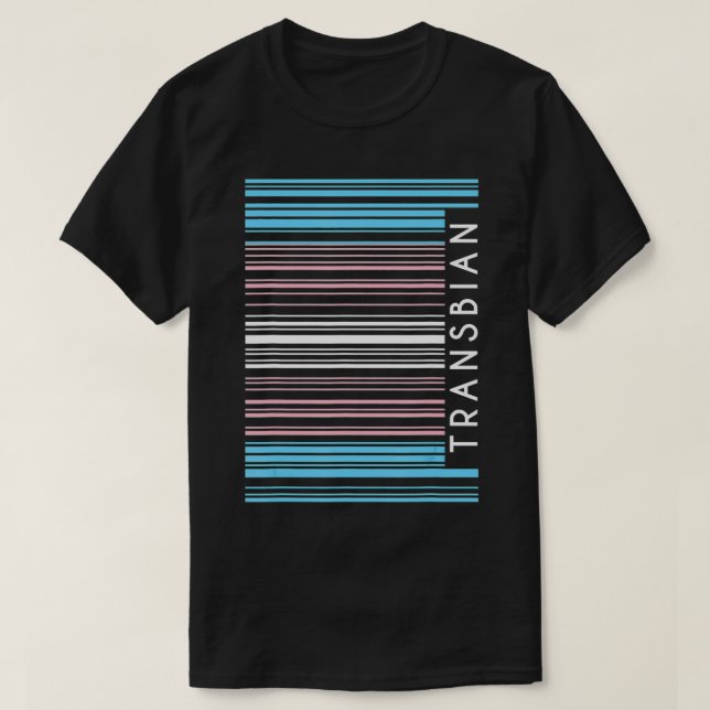 Camiseta Transbian Trans Barcode LGBTQ Genderq dos Direitos (Frente do Design)