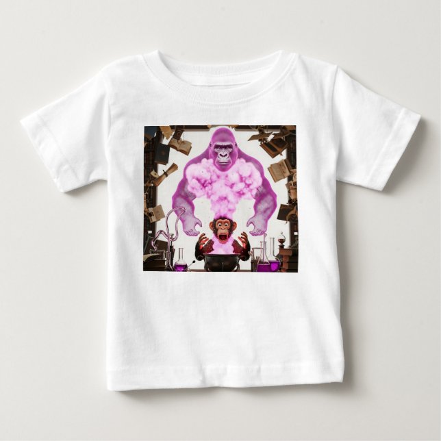 Camiseta Transformação do Laboratório Mágico: Chimpanzé Con (Frente)