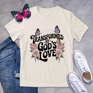 Camiseta Transformada pela Borboleta do Amor de Deus Retro 